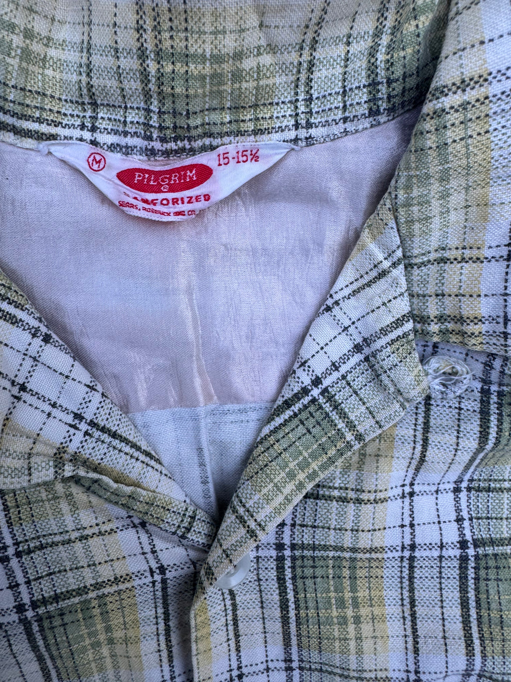 1950s Pilgrim green printed cotton flannel