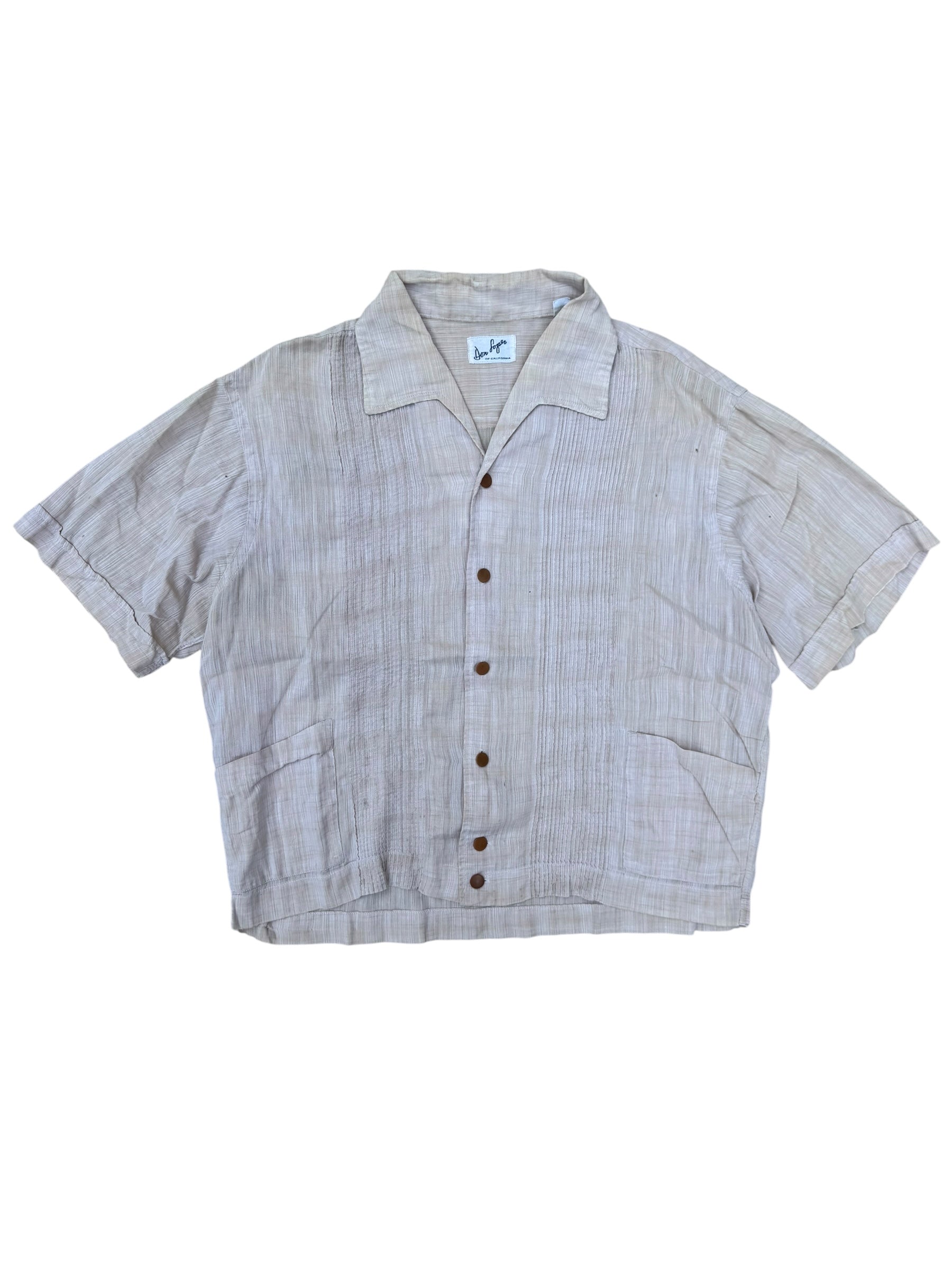 1950s Don Loper open collar short sleeve cotton shirt