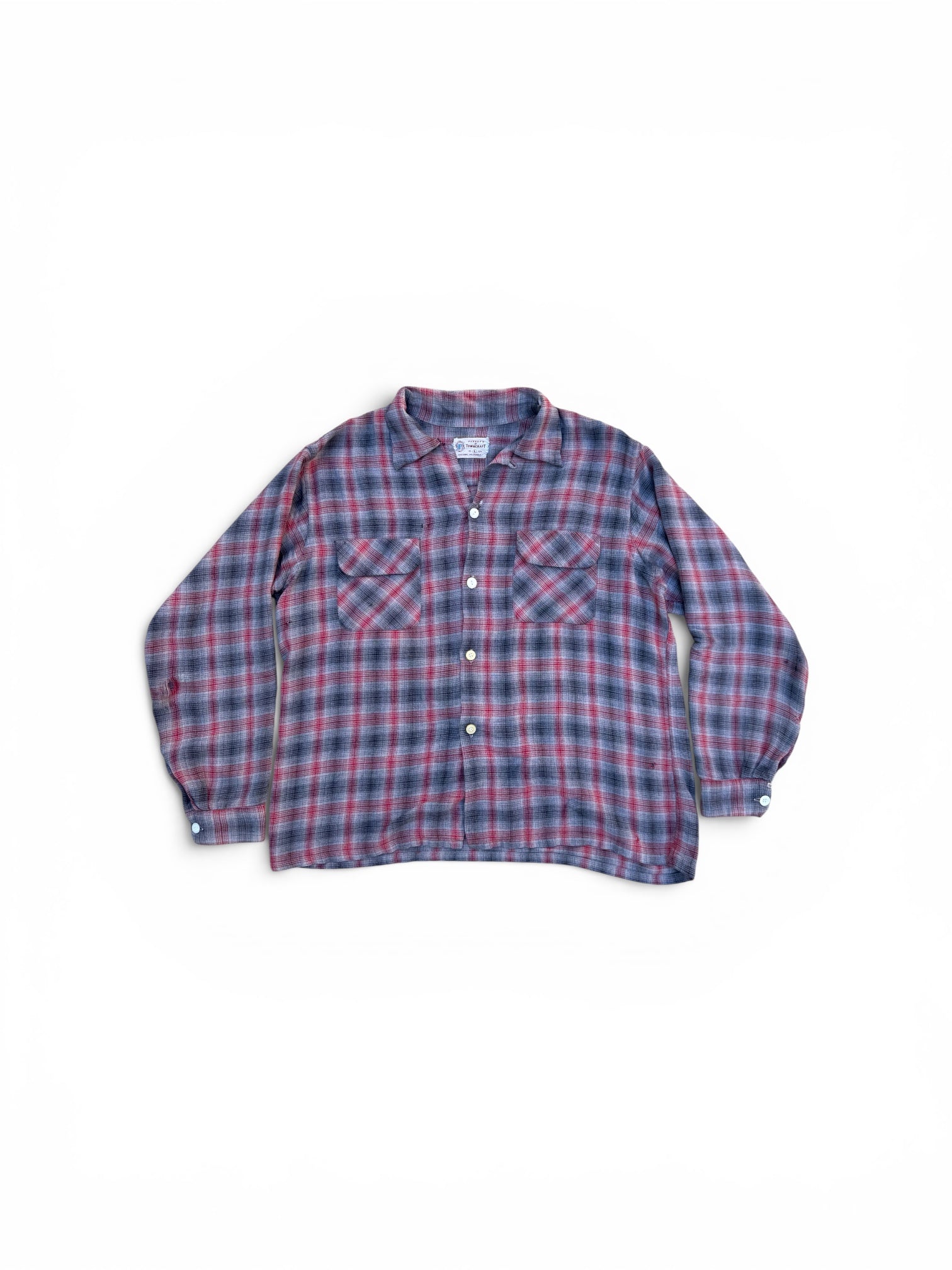 1950s Towncraft rayon shadow plaid shirt