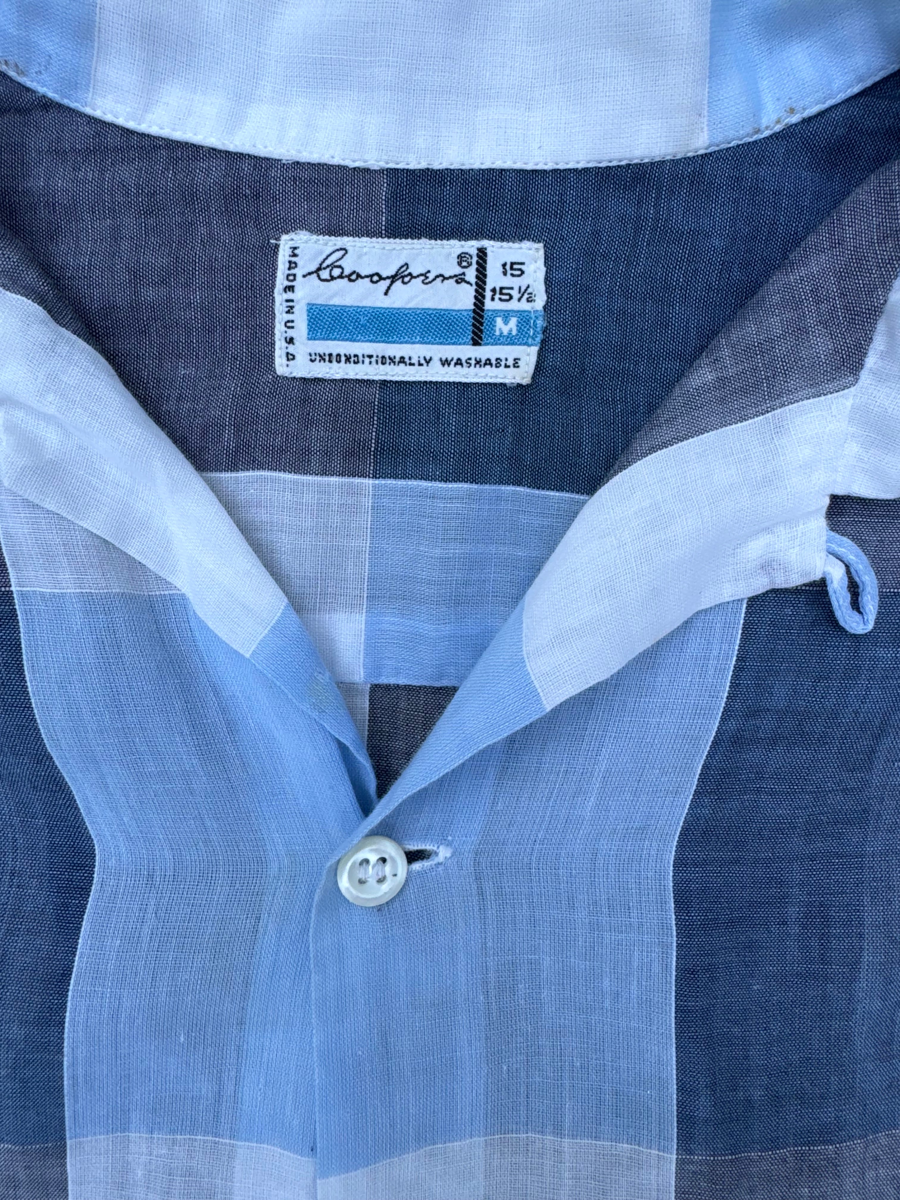 1950s Loopers plaid cotton short sleeve loop collar shirt