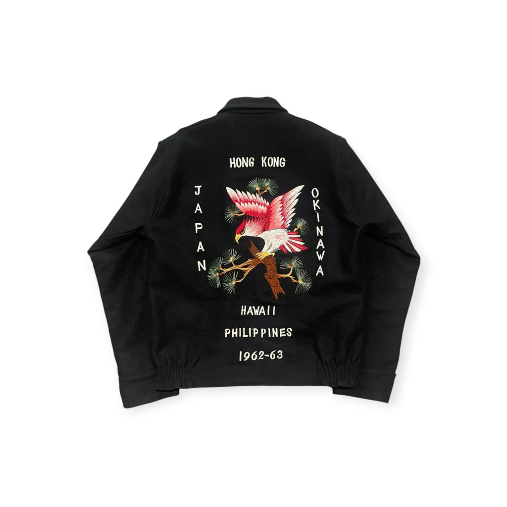 1960s black wool souvenir jacket