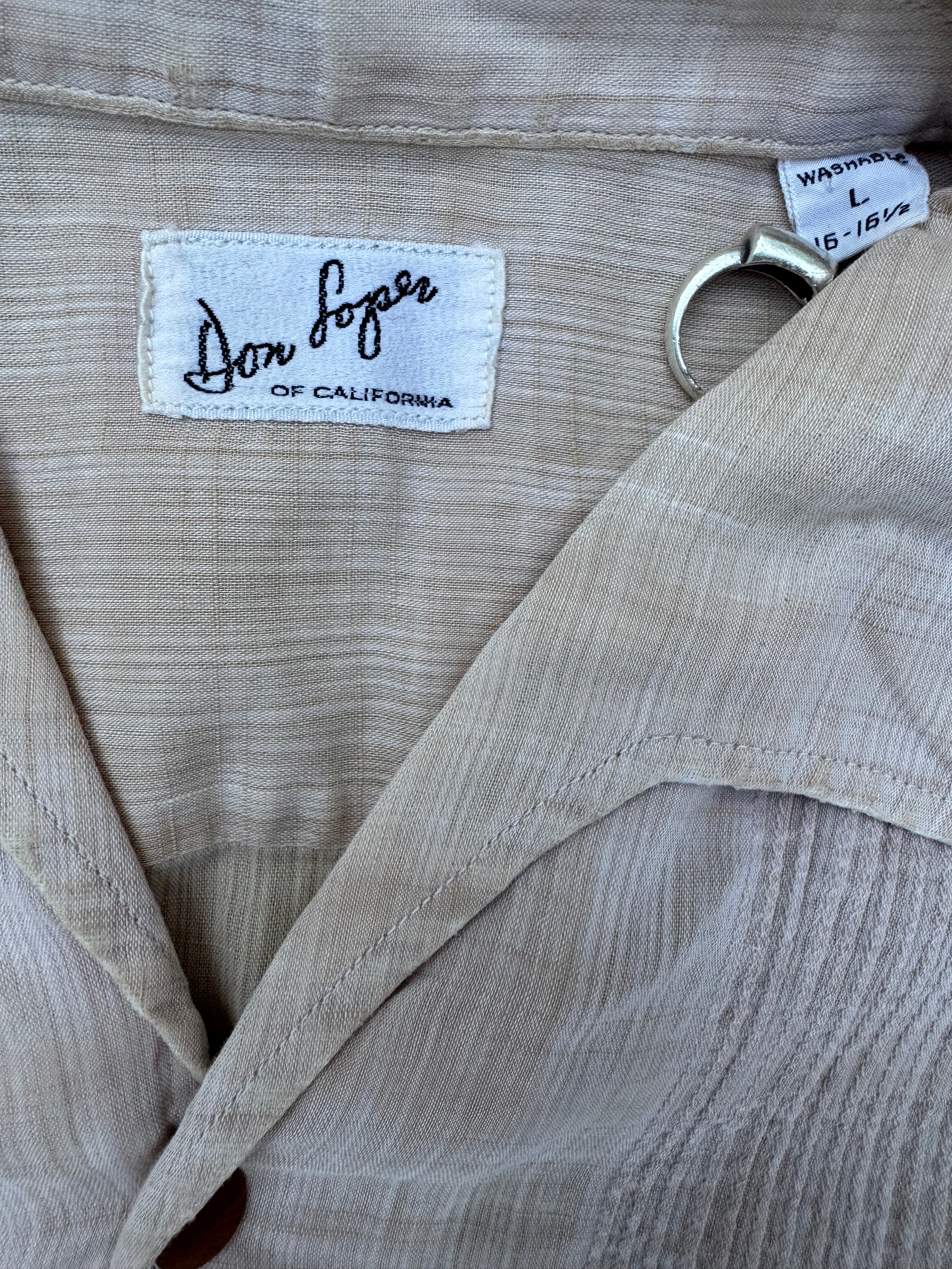 1950s Don Loper open collar short sleeve cotton shirt