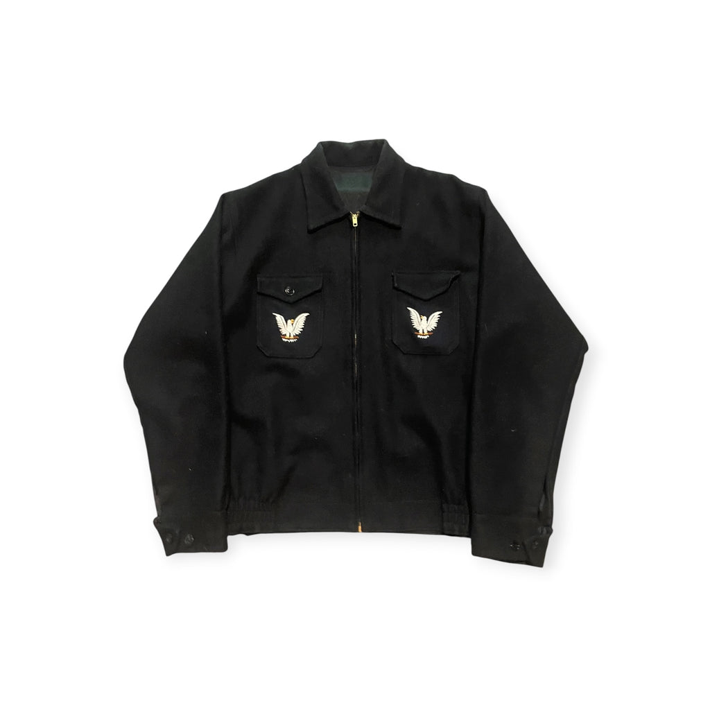 1960s black wool souvenir jacket