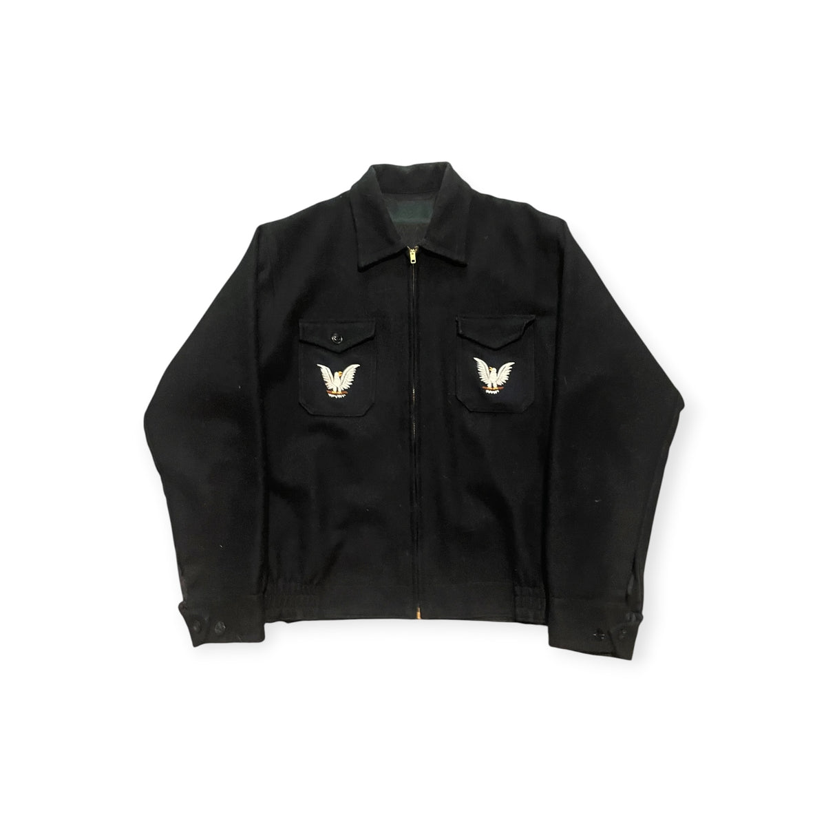 1960s black wool souvenir jacket