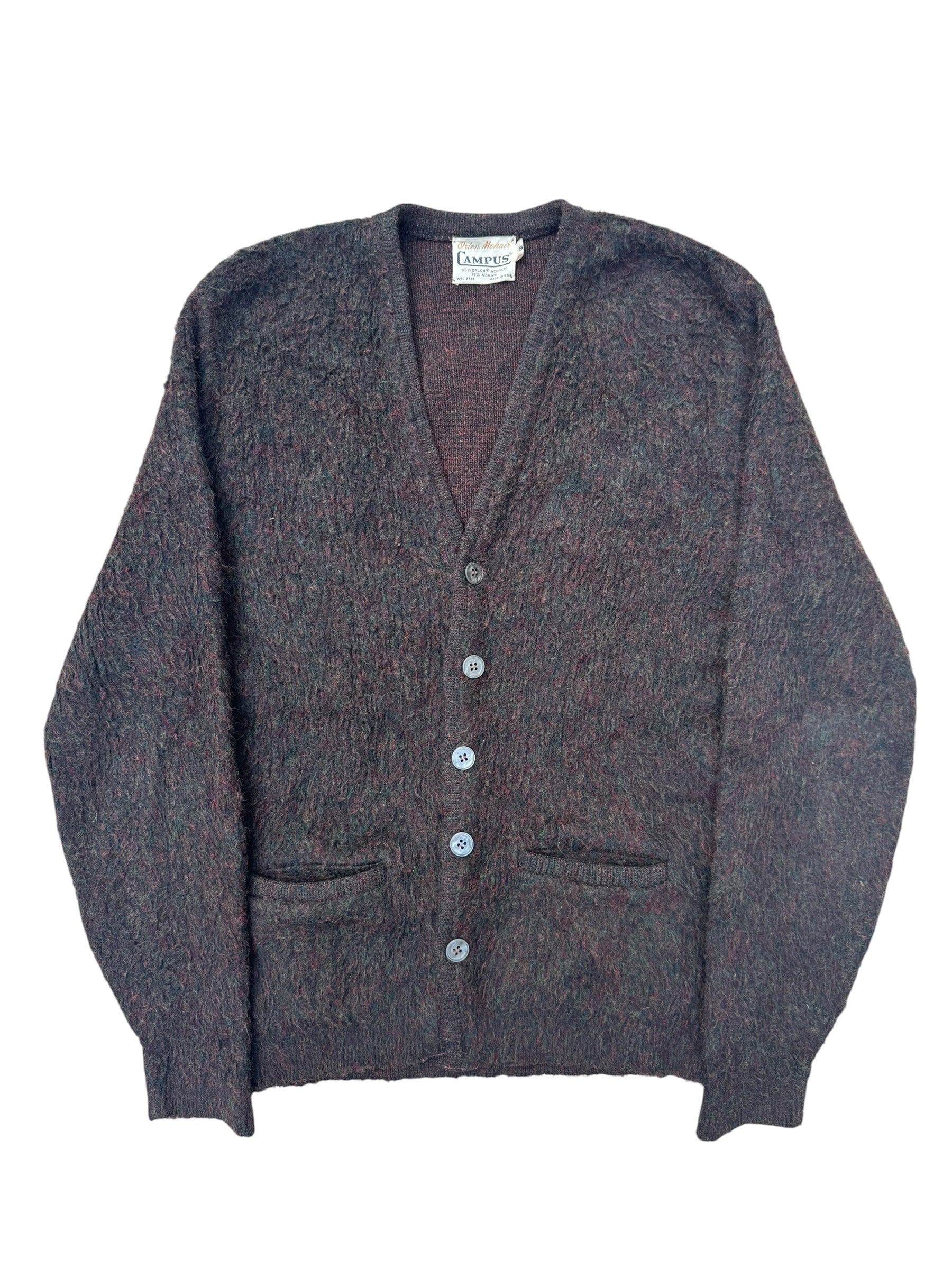 1960s Campus brown mohair cardigan