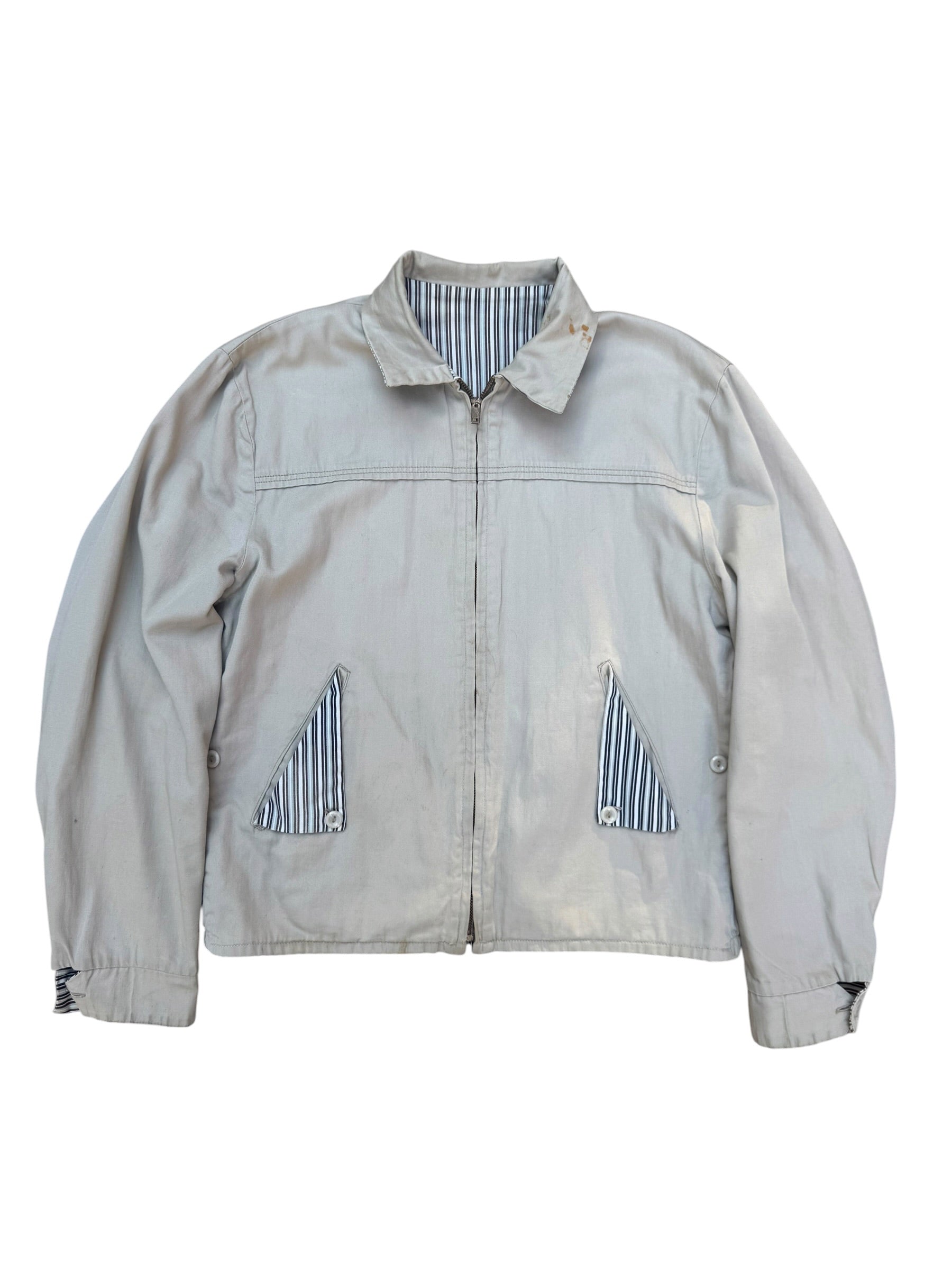 1950s Benkerts striped buckle back reversible cotton ricky jacket