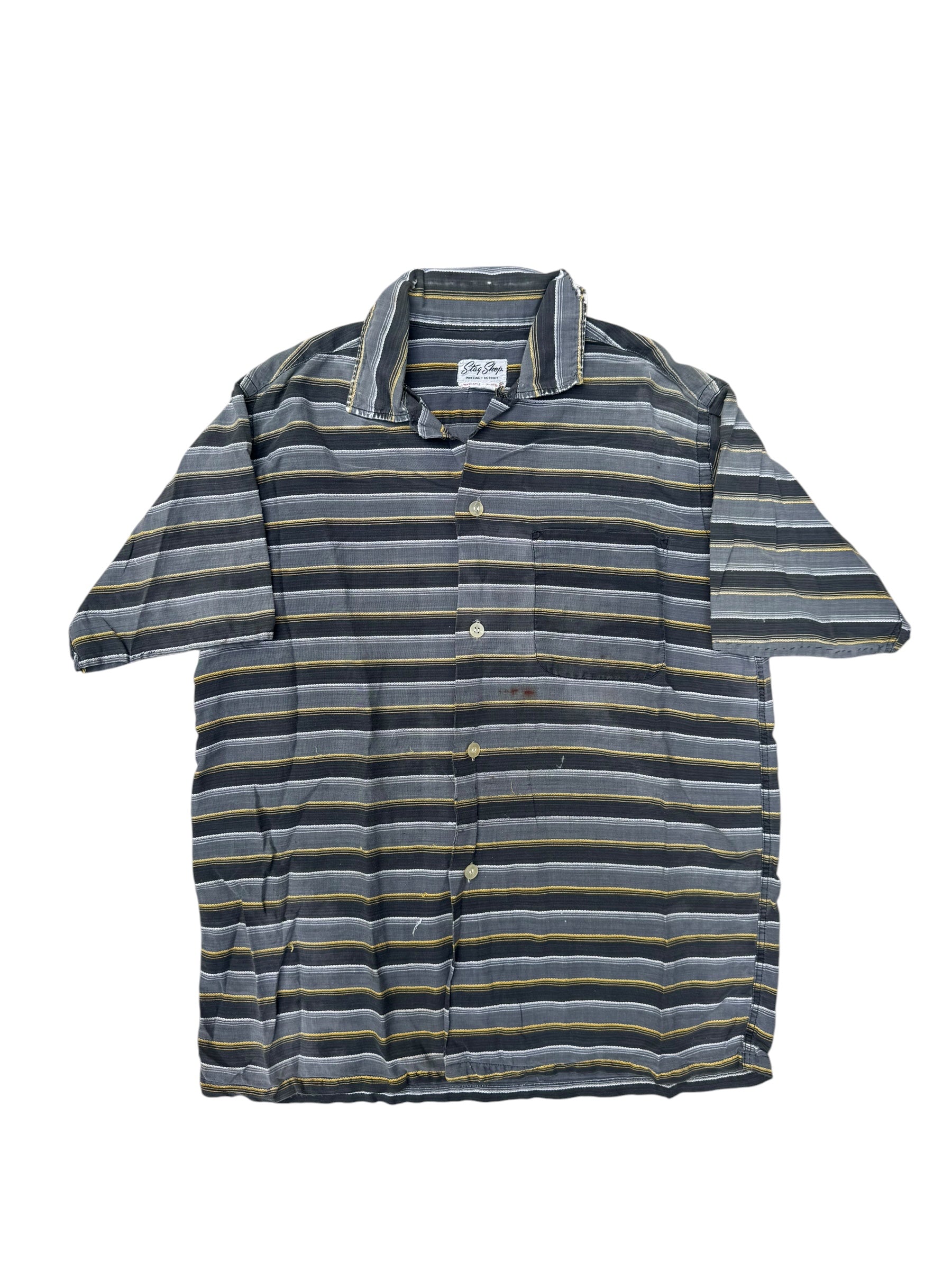 1950s Stay Shop black horizontal stripe short sleeve shirt