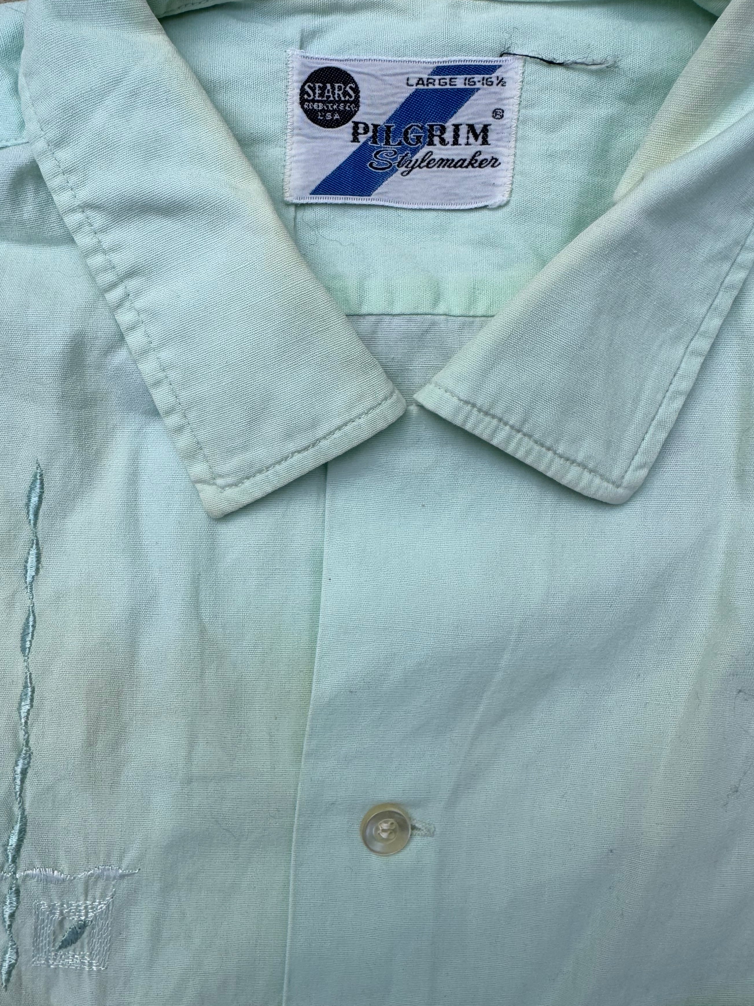 1950s Pilgrim embroidered cotton short sleeve shirt