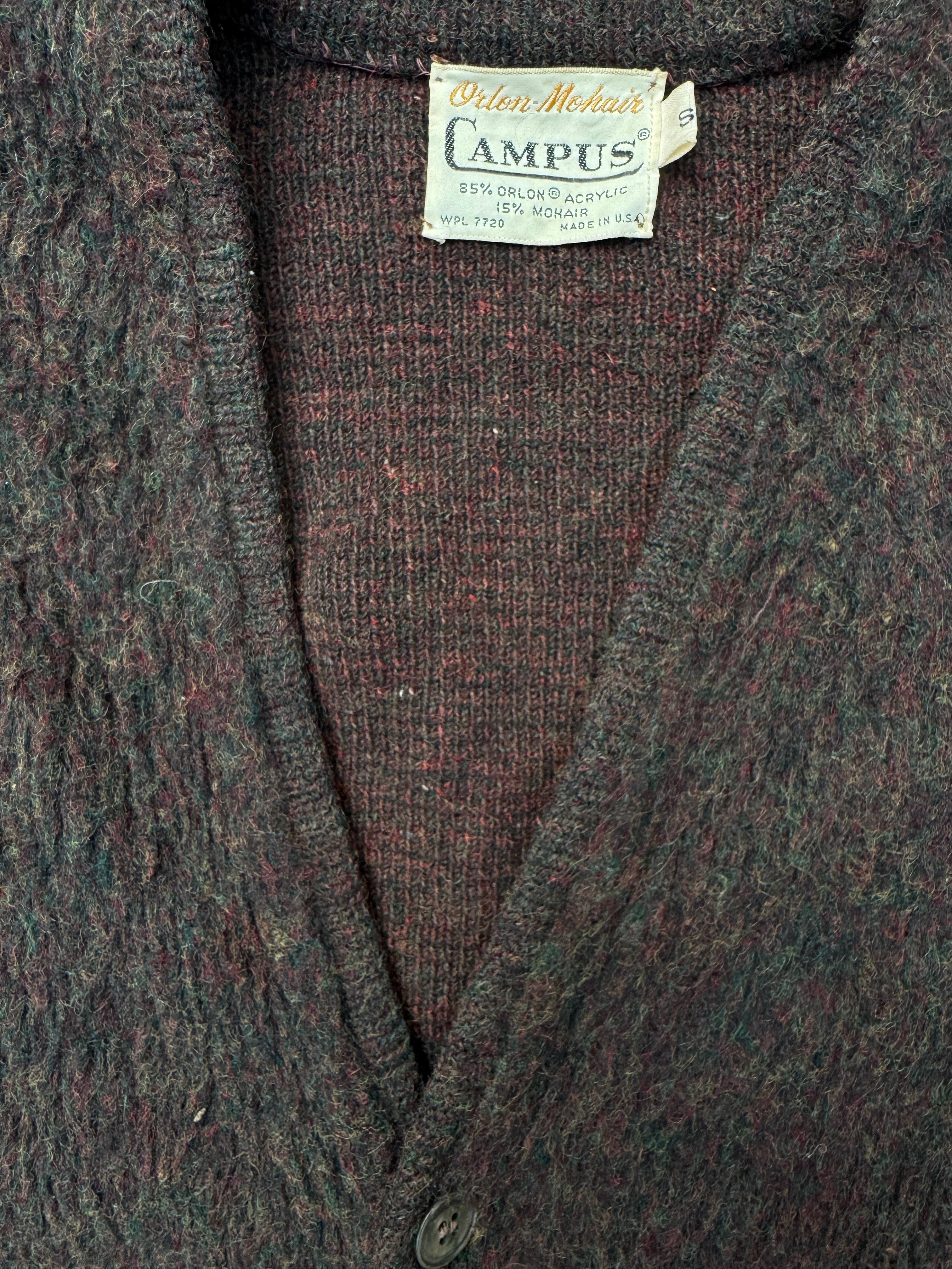 1960s Campus brown mohair cardigan