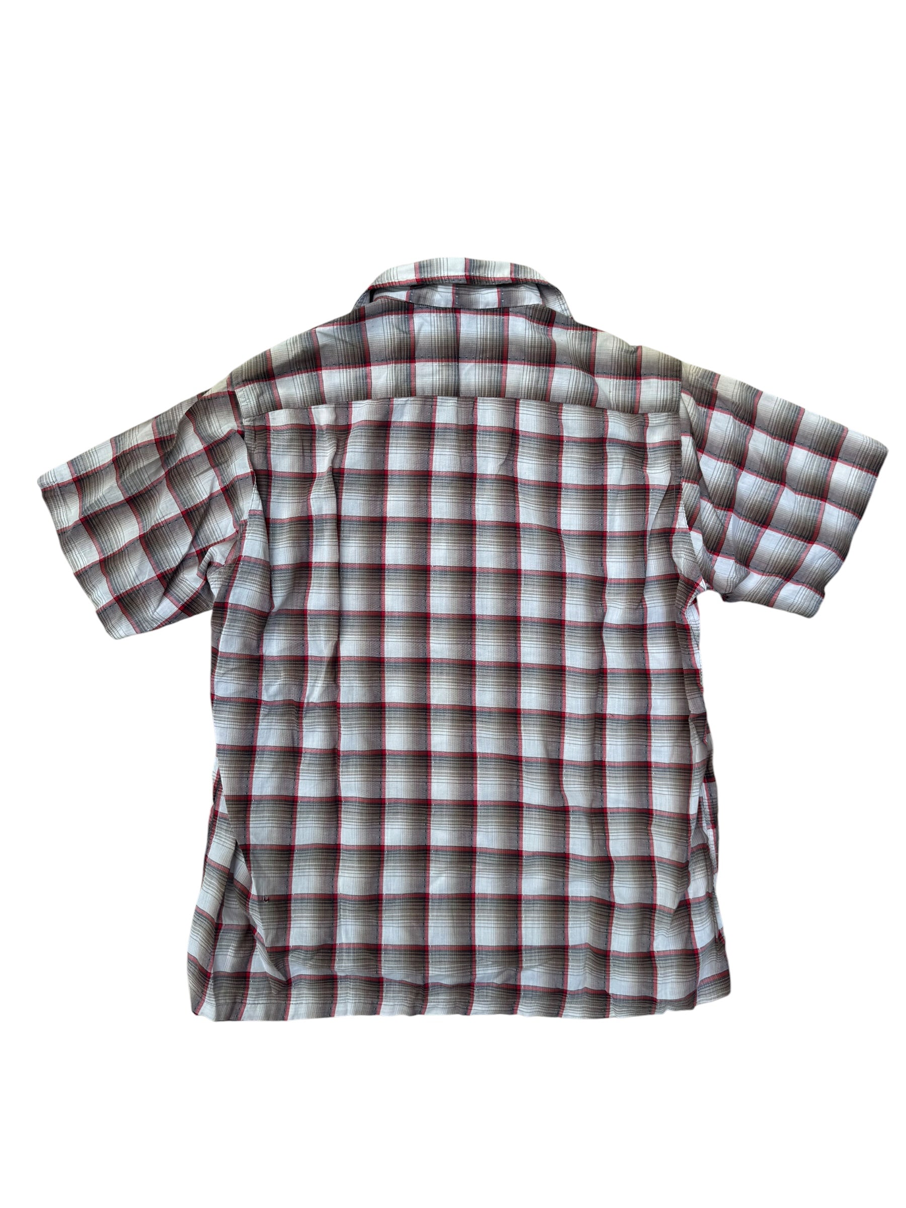 1960s Arrow ombre plaid loop collar short sleeve shirt