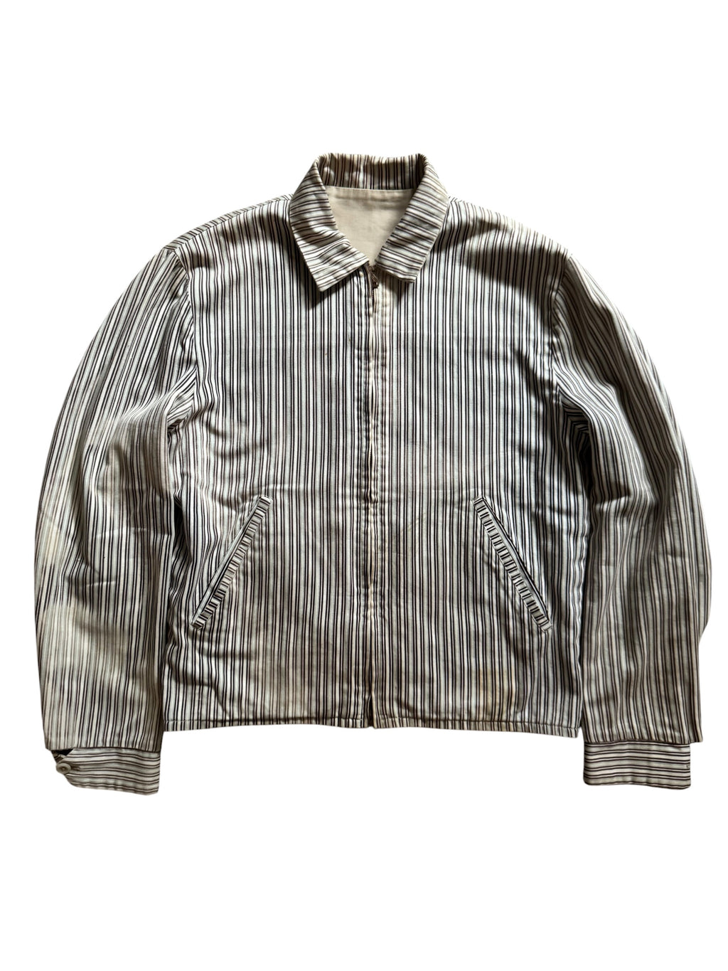 1950s Benkerts striped buckle back reversible cotton ricky jacket