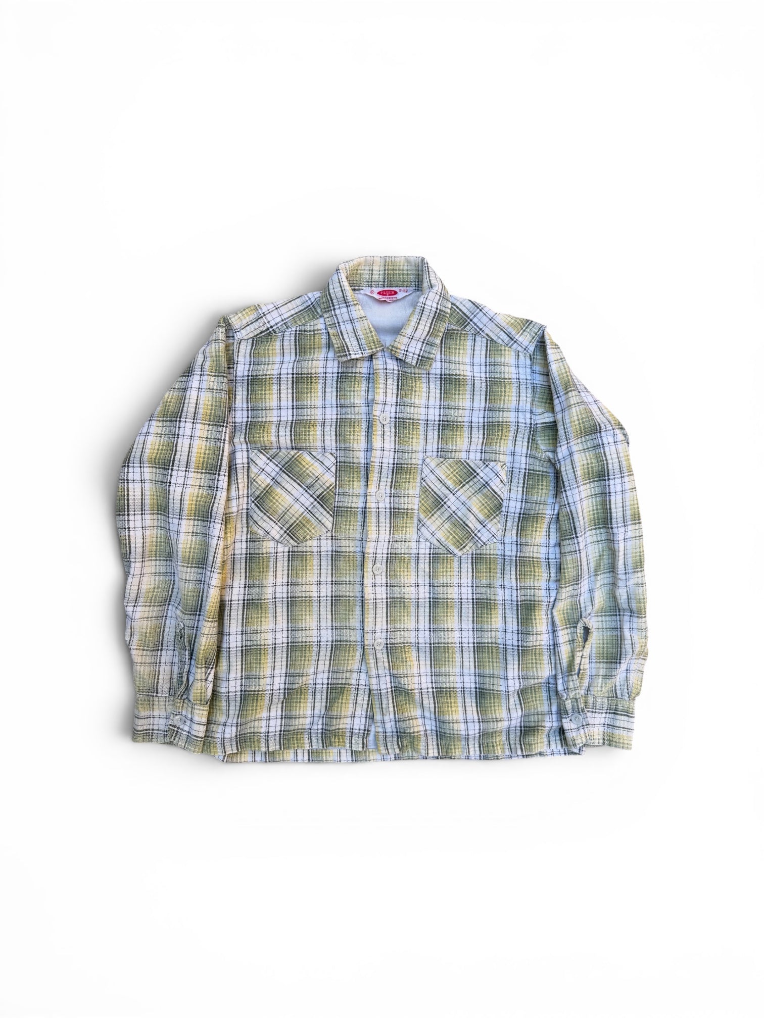 1950s Pilgrim green printed cotton flannel