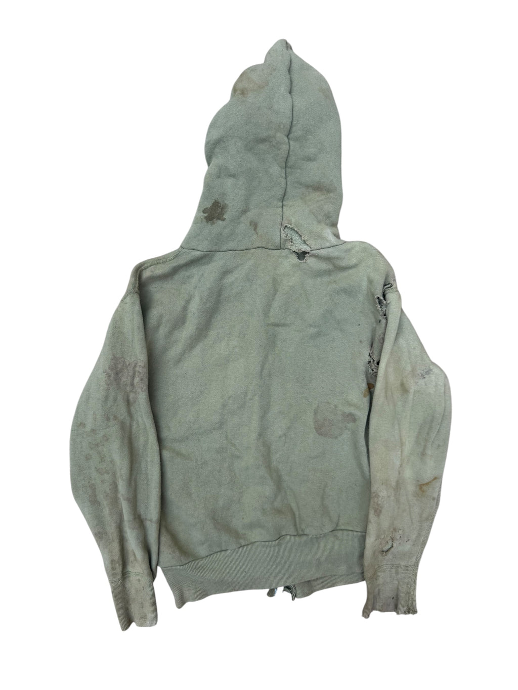 1950s trashed green split pocket cotton hoodie