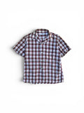 1960s Arrow ombre plaid loop collar short sleeve shirt