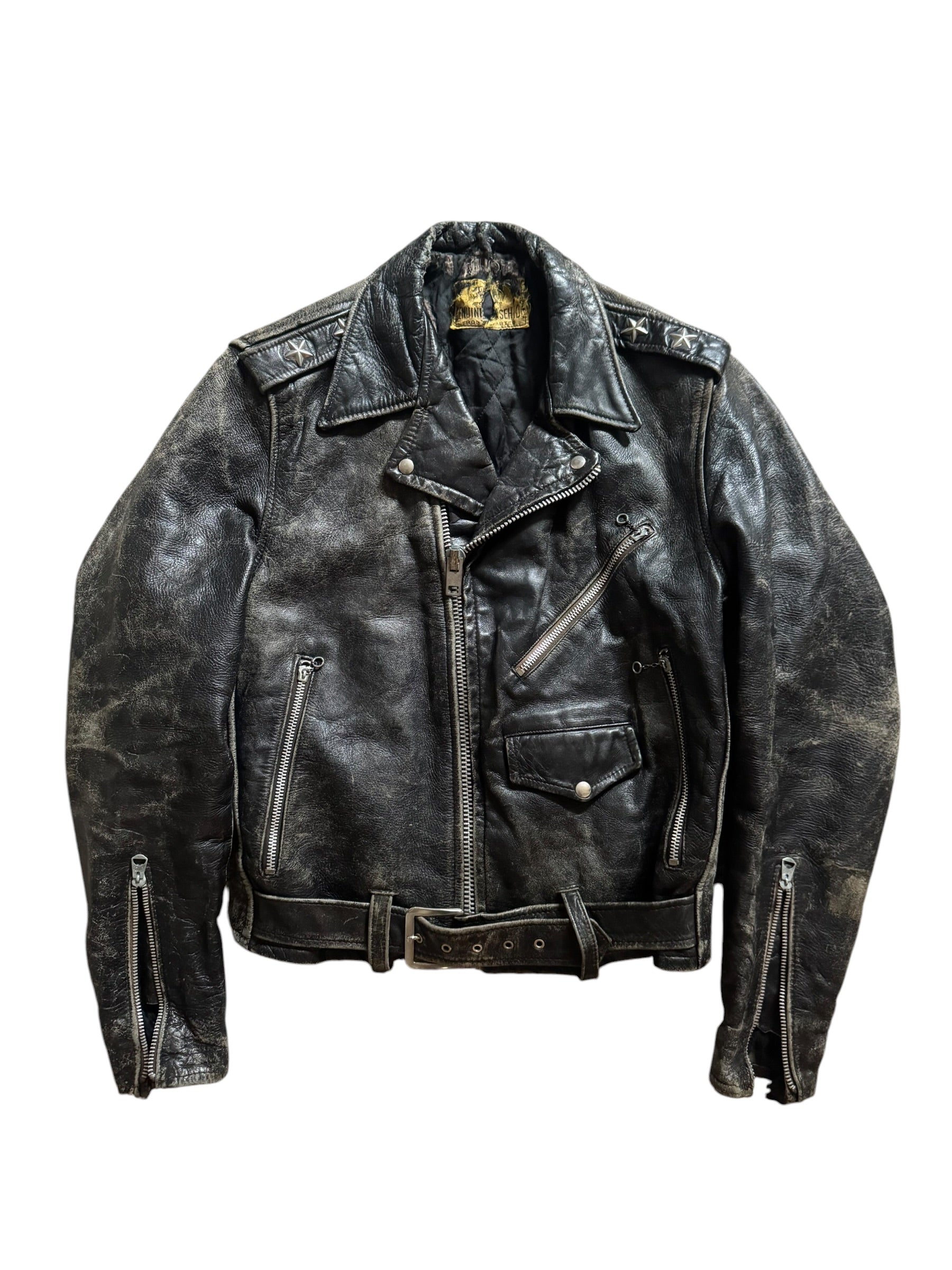 1950s 2-star epaulette horsehide motorcycle jacket