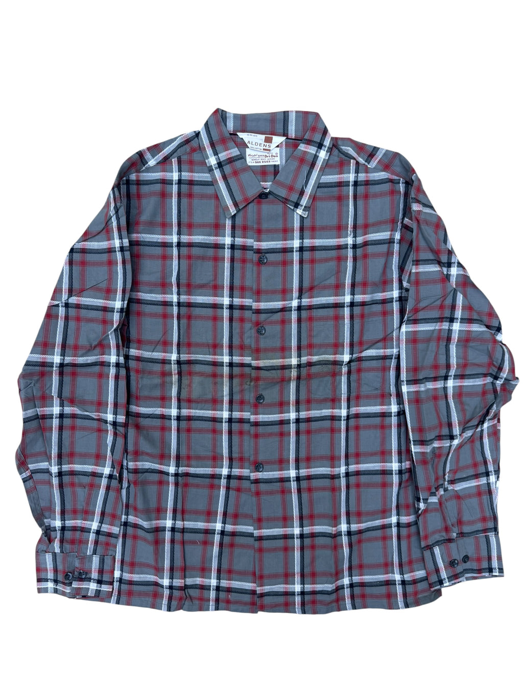 1960s deadstock Aldens cotton plaid loop collar shirt