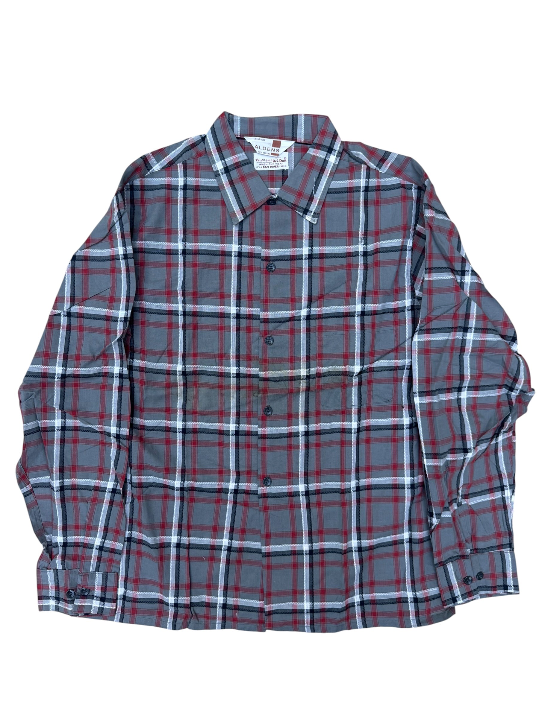 1960s deadstock Aldens cotton plaid loop collar shirt