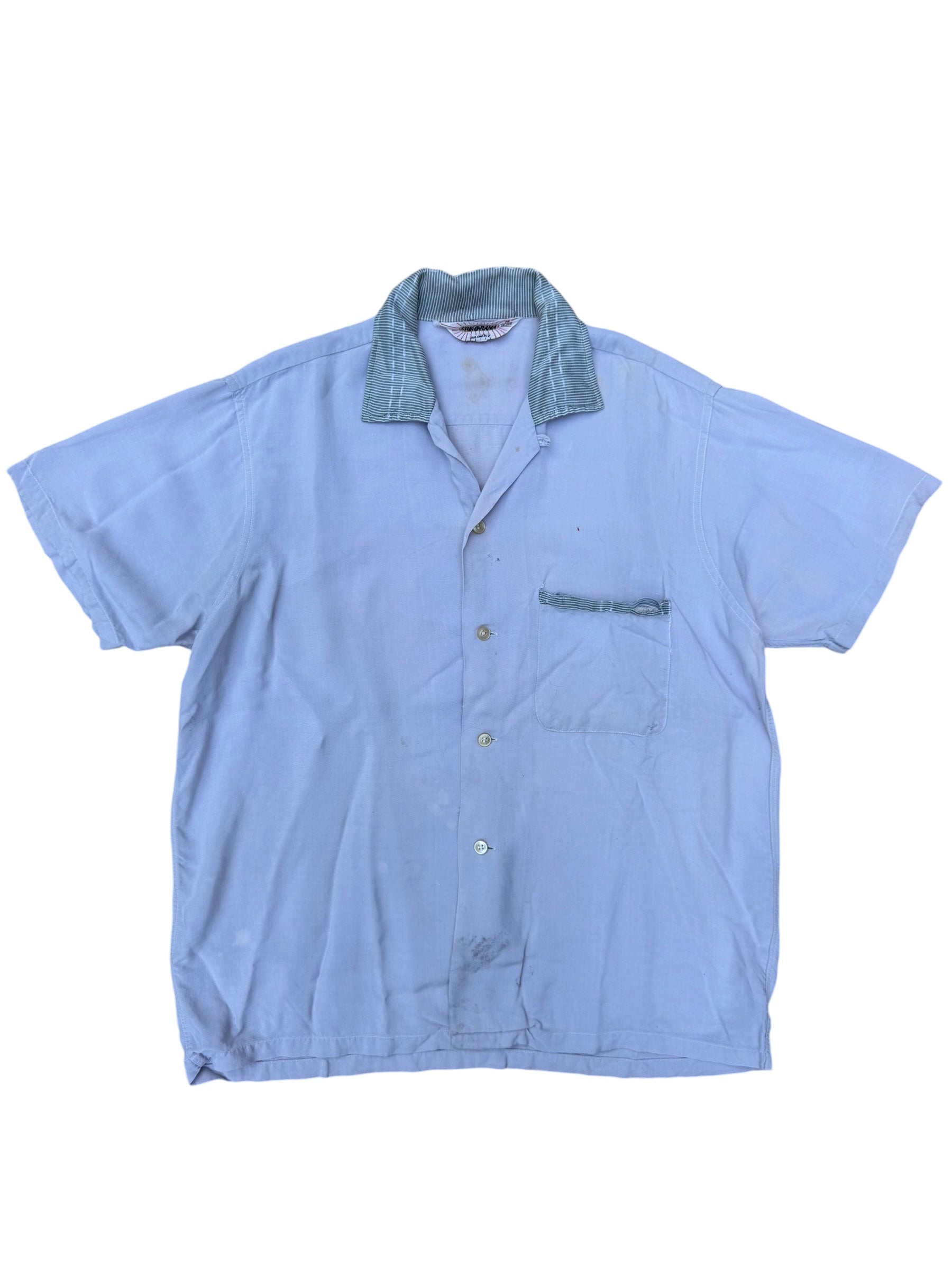 1950s Silk O Rama short sleeve loop collar rayon shirt