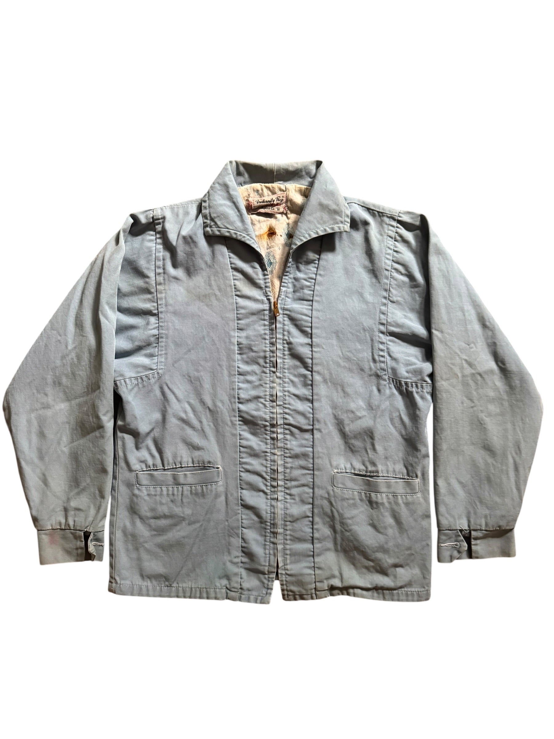 1950s Sears blue cotton flannel lined paneled jacket