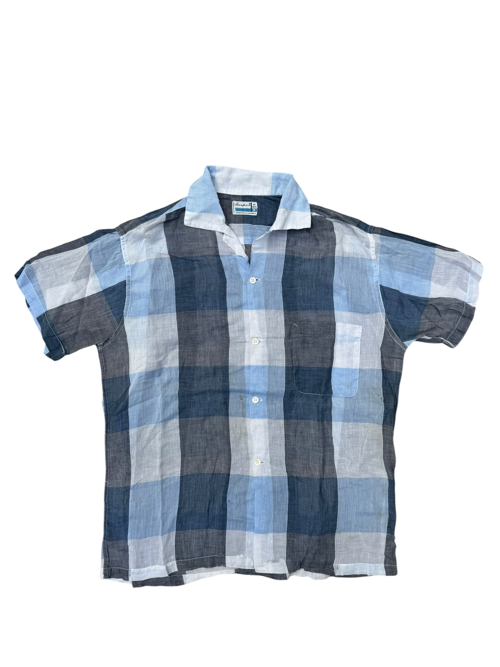 1950s Loopers plaid cotton short sleeve loop collar shirt