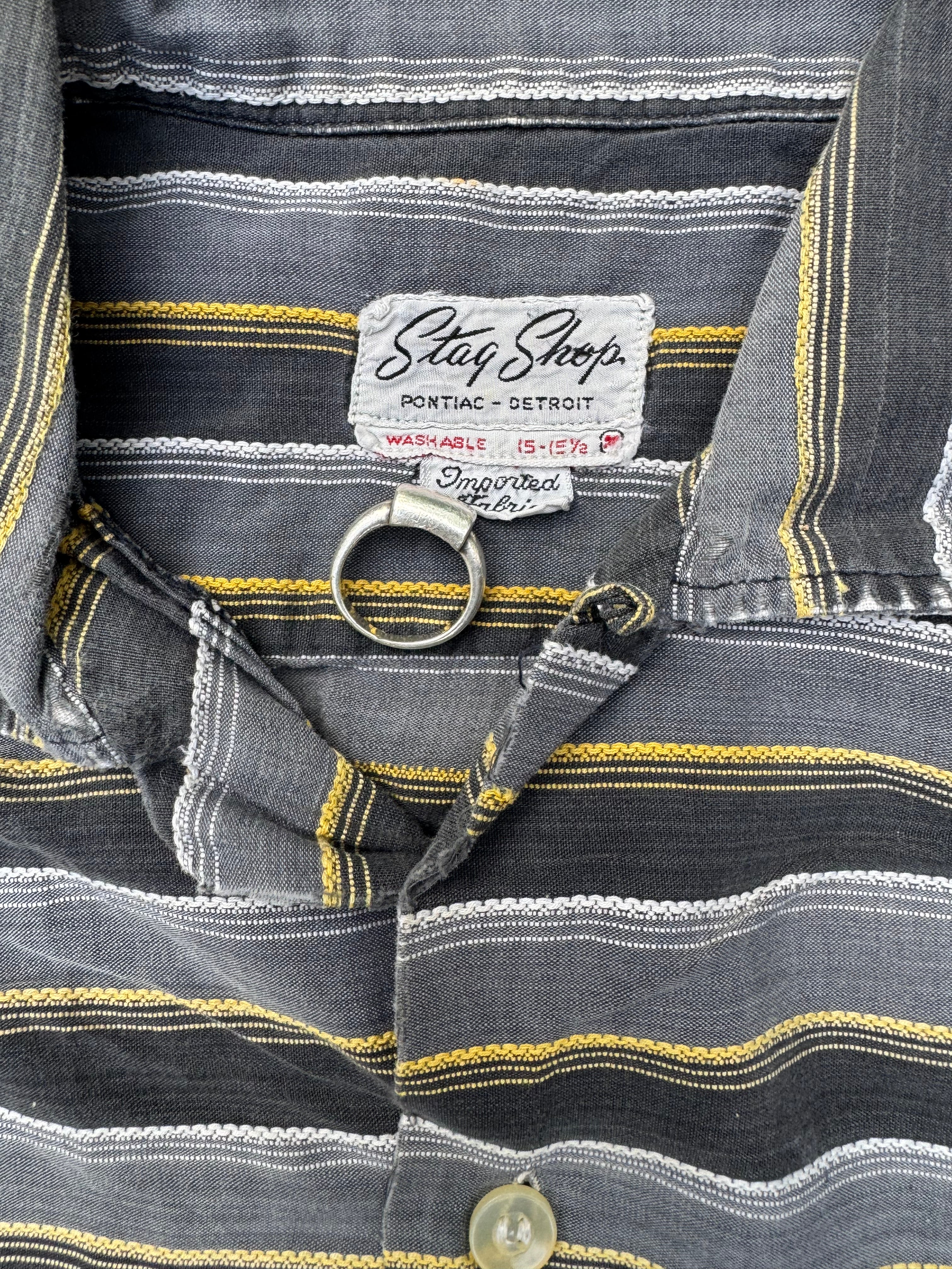 1950s Stay Shop black horizontal stripe short sleeve shirt