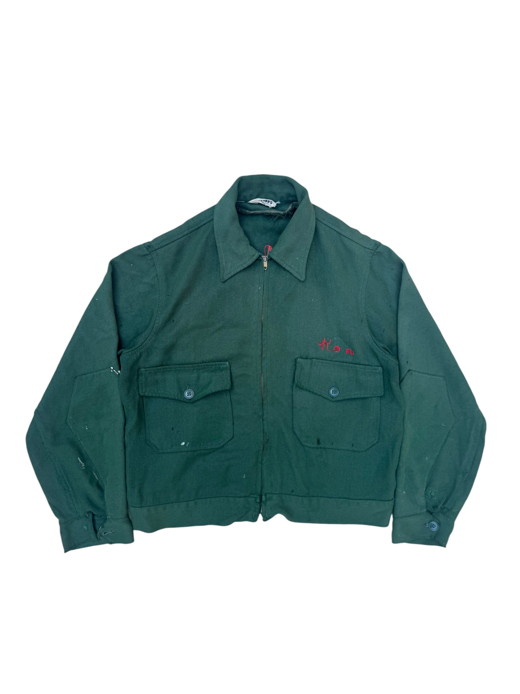 1950s Topps green chainstitch gabardine work jacket