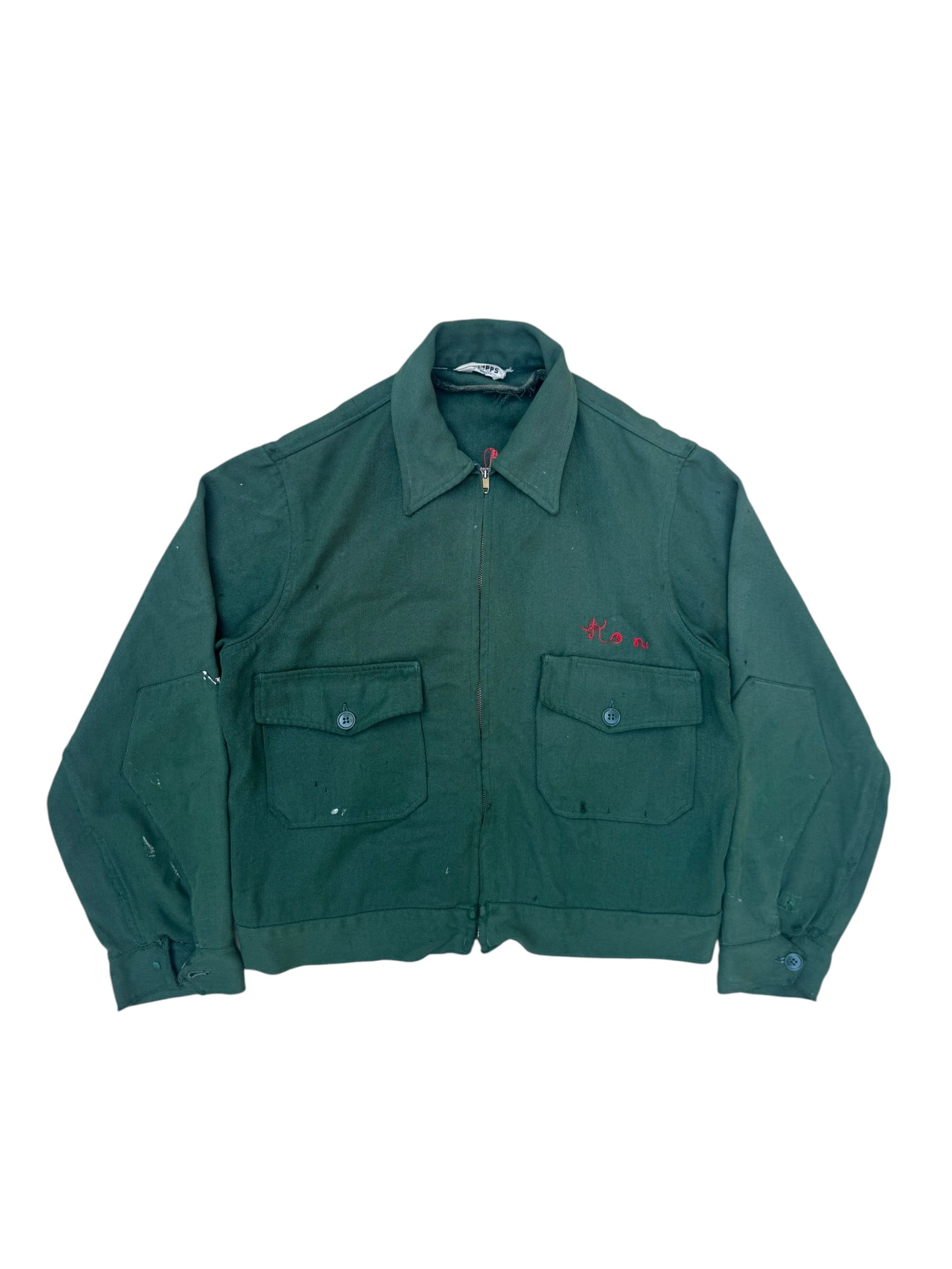 1950s Topps green chainstitch gabardine work jacket