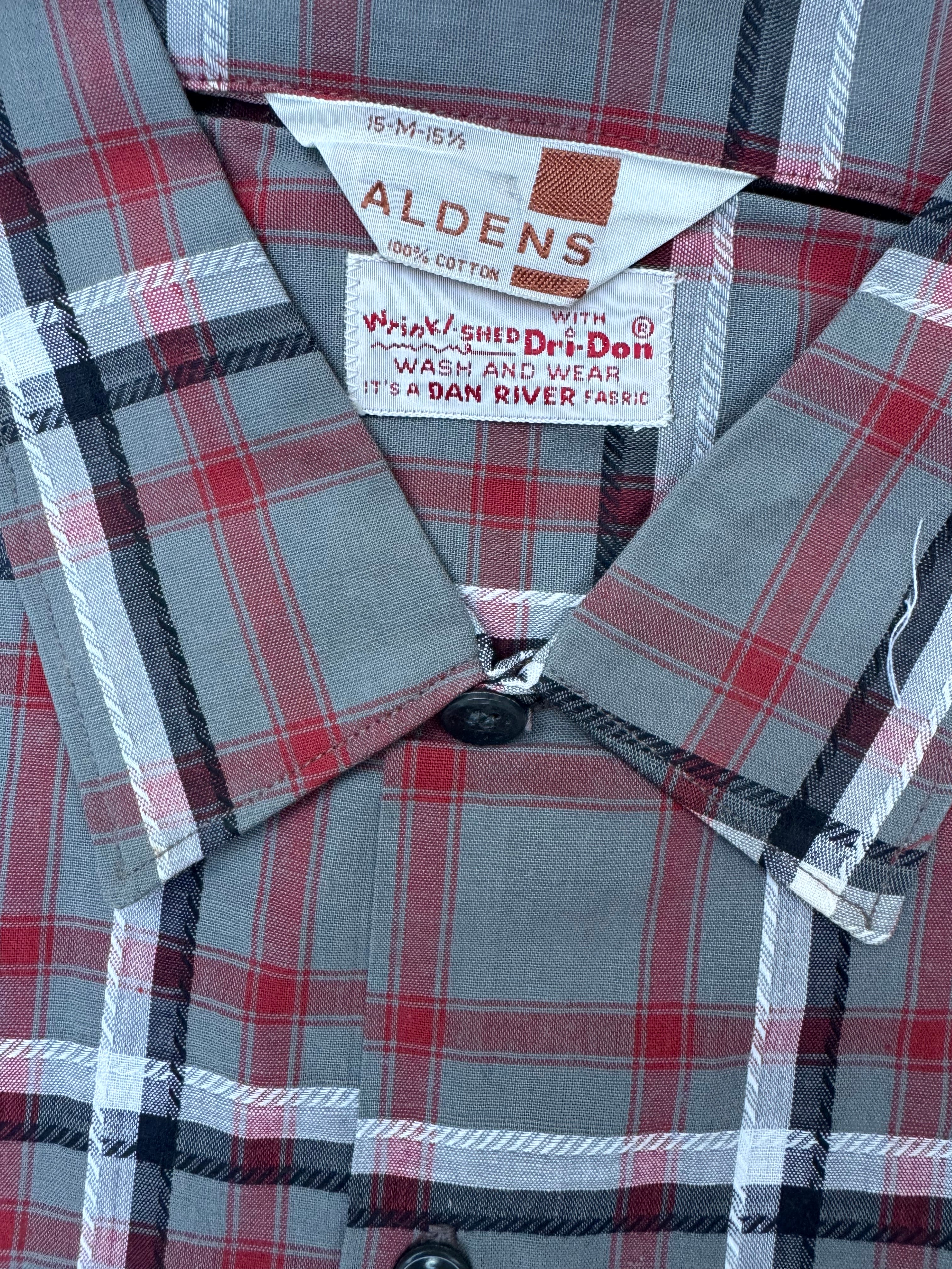 1960s deadstock Aldens cotton plaid loop collar shirt