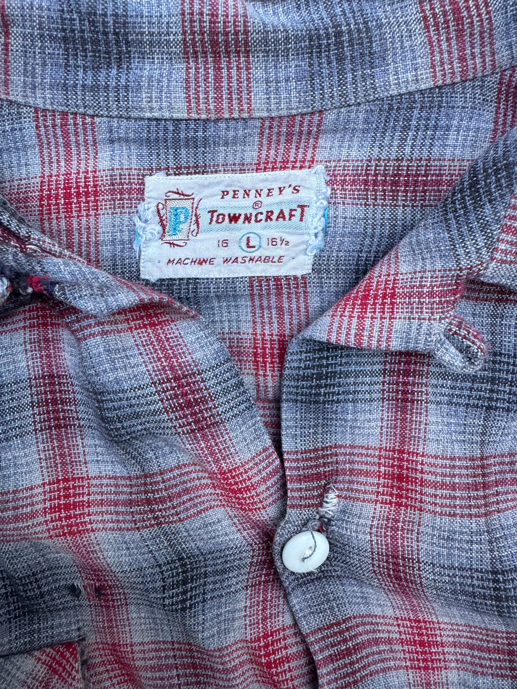 1950s Towncraft rayon shadow plaid shirt