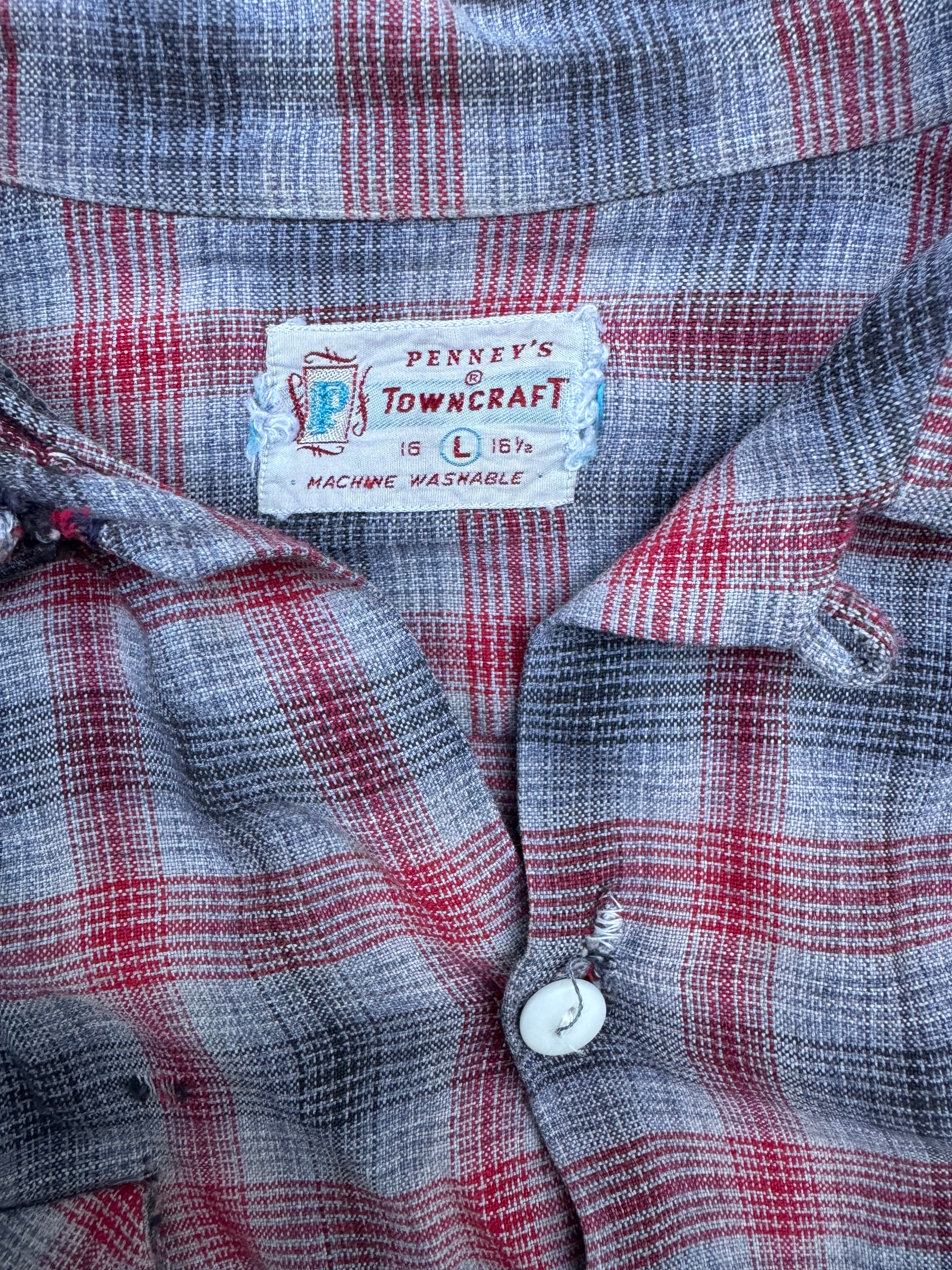 1950s Towncraft rayon shadow plaid shirt