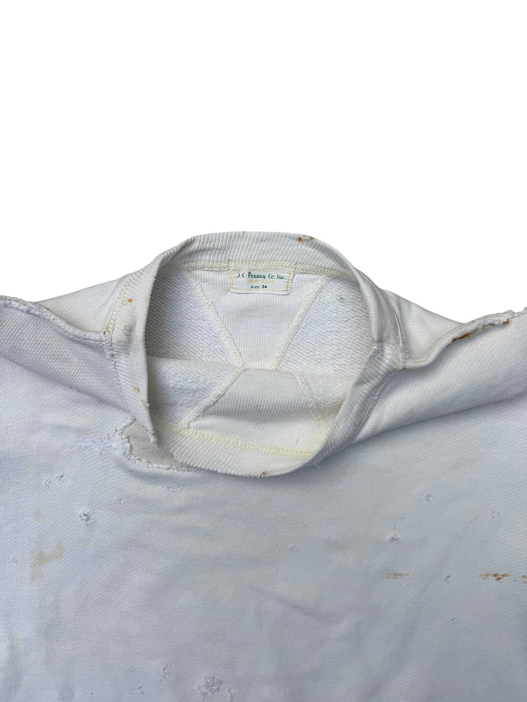 1930s J.C. Penney white cotton double v sweatshirt