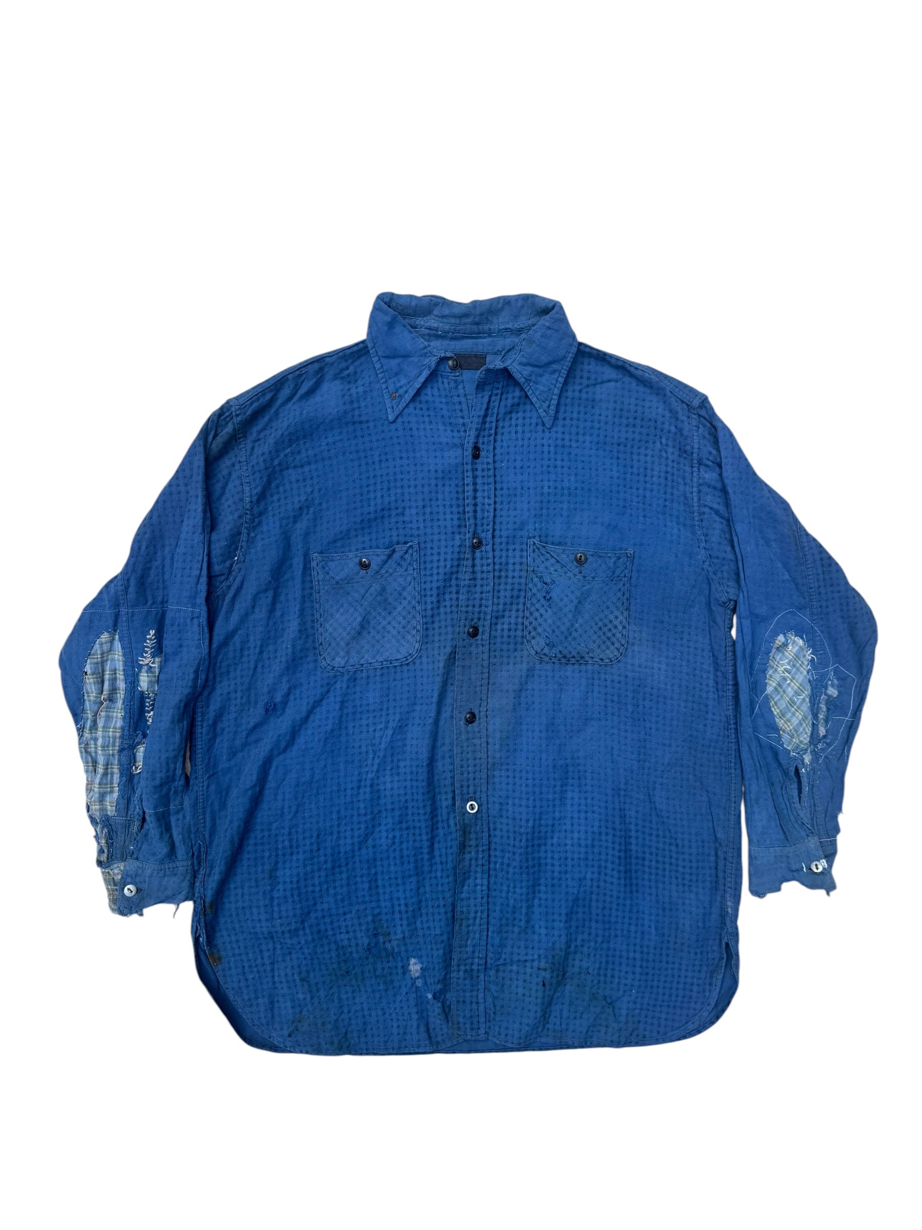 1930s Big Jess blue plaid cotton flannel